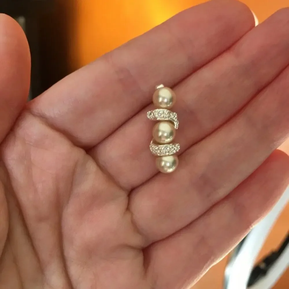Faux pearl and rhinestone post earrings